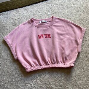 NWOT New Yorker Short Sleeve Pink Women Sweatshirt Size M